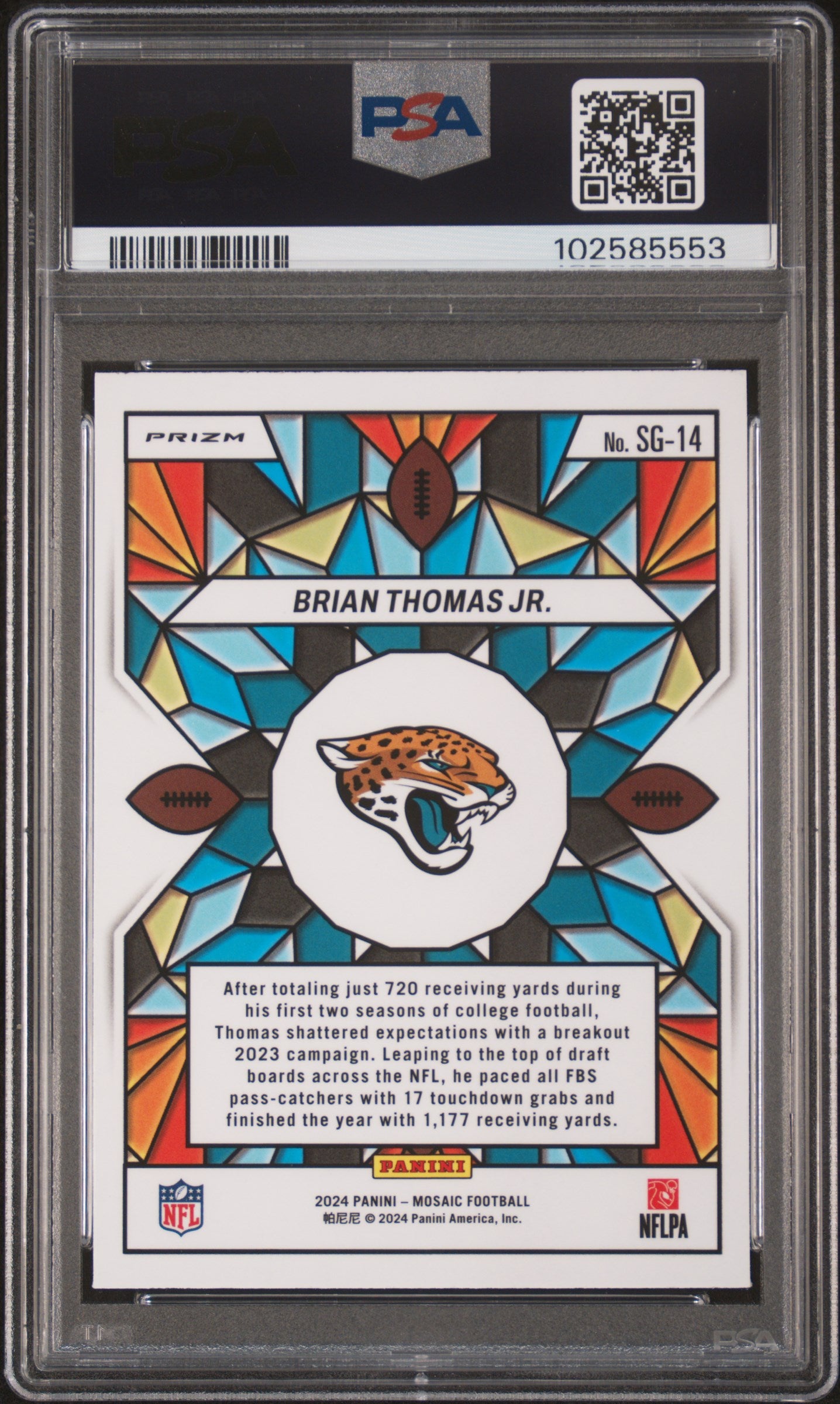 2024 Panini Mosaic Stained Glass Brian Thomas JR. #SG14 PSA 9