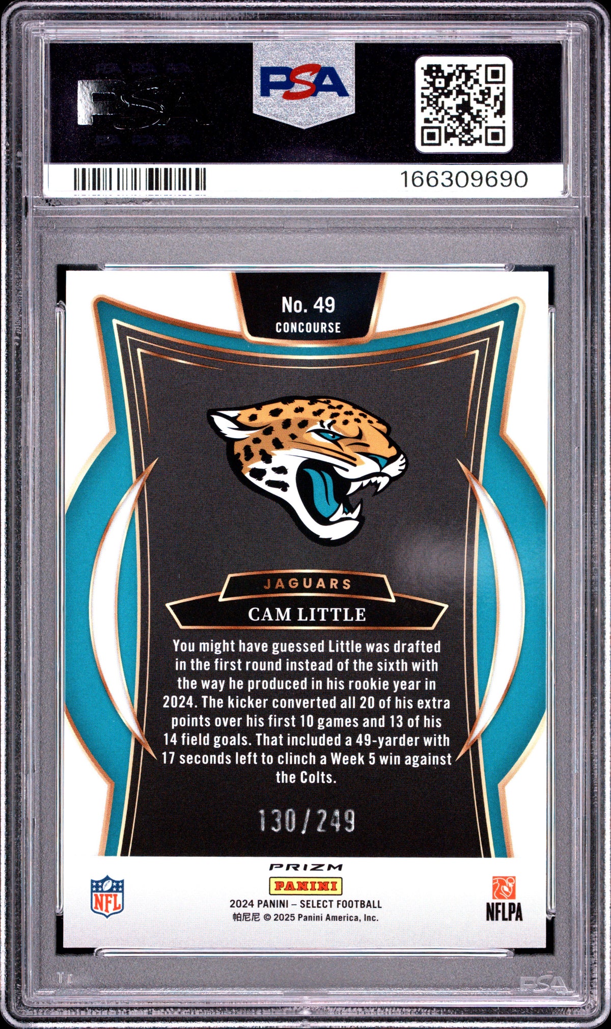 2024 Panini Select Cam Little Blue Prizm Rookie 130/249 #49 PSA 10
