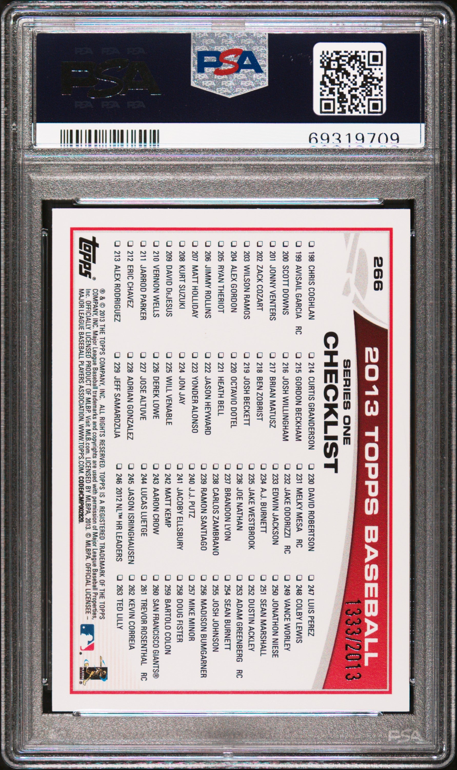 2013 Topps Albert Pujols Gold /2013 #266 PSA 10 Baseball