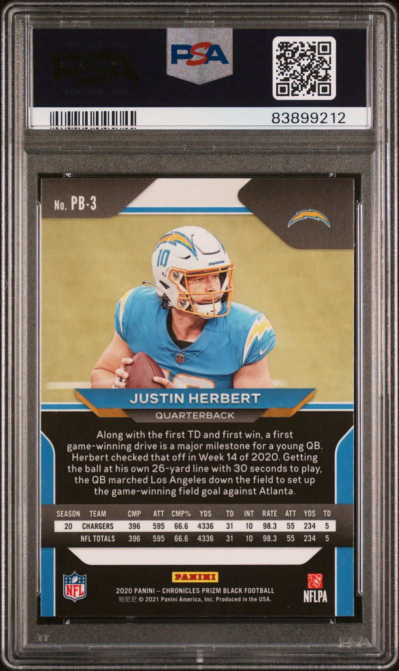 2020 Panini Chronicles Prizm Black Justin Herbert