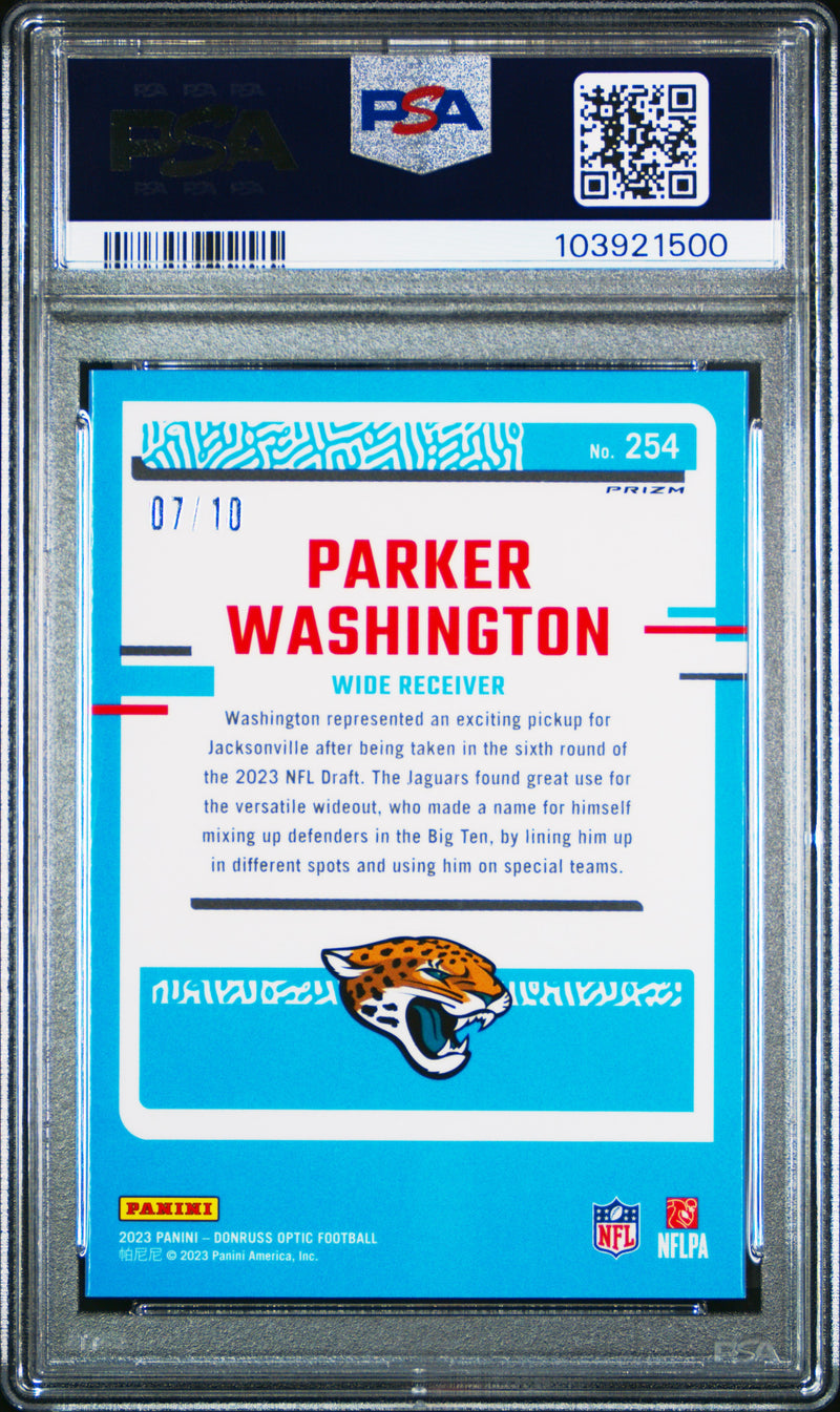 2023 Panini Donruss Optic Parker Washington Gold #254 PSA 10 GEM MINT #d 07/10