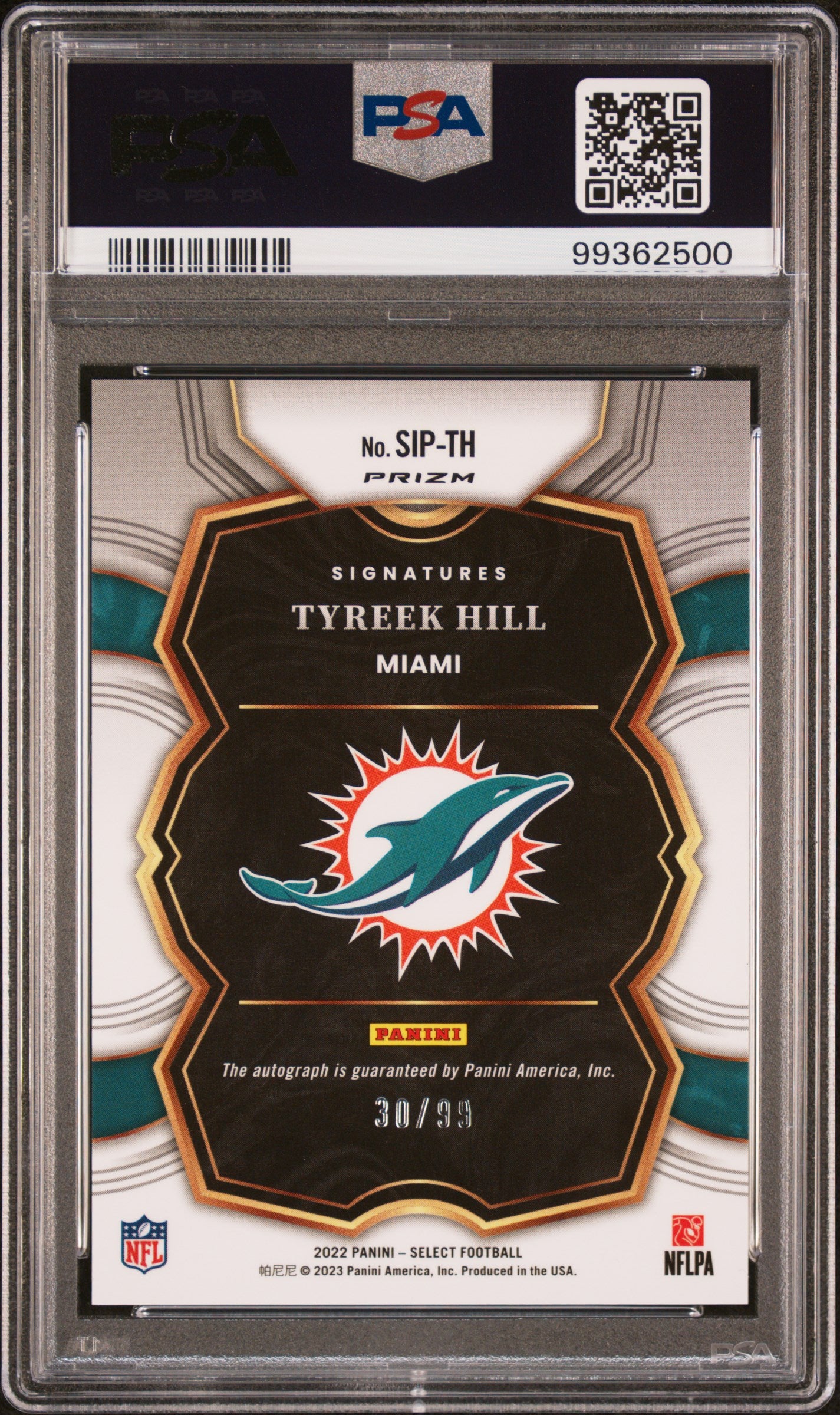 2022 Select Signature Prizm Tyreek Hill AUTO PSA 10 GEM MINT Miami Dolphins