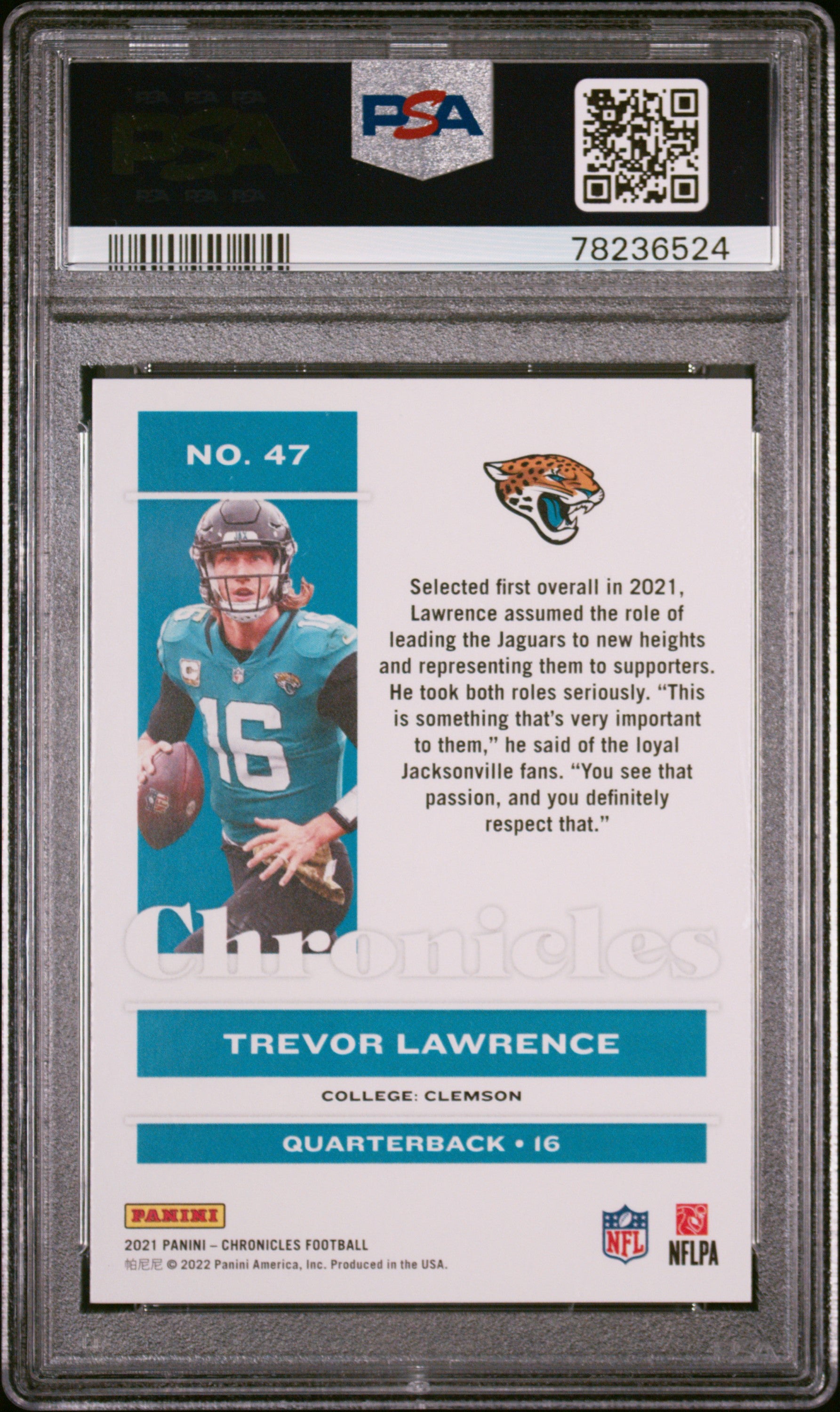 2021 Panini Chronicles Trevor Lawrence #47 PSA 10 Jacksonville Jaguars