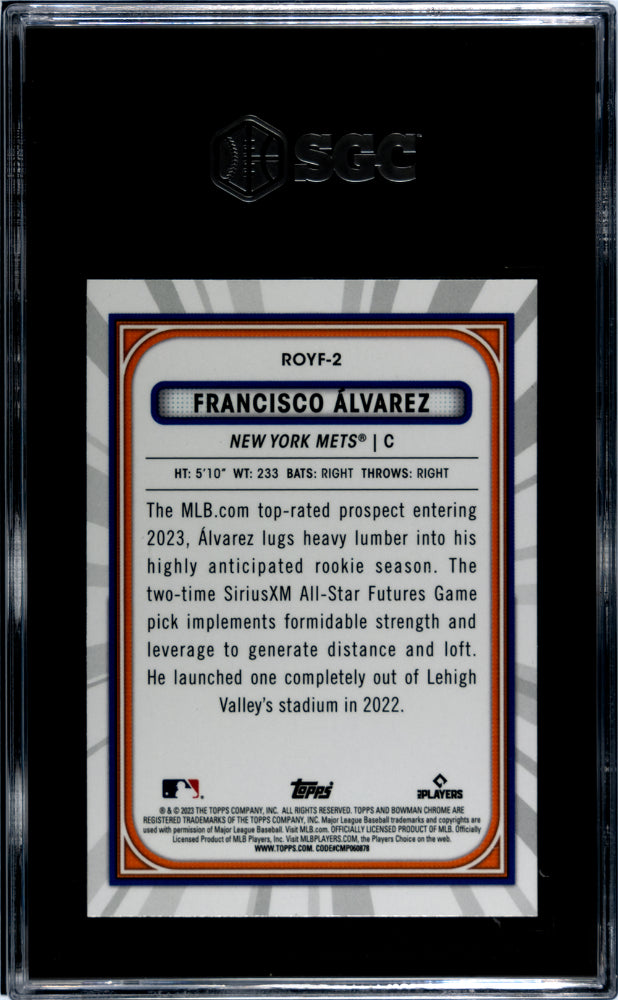 2023 Bowman Mega Box Francisco Alvarez Rookie of the Year Favorite ROY SGC 10