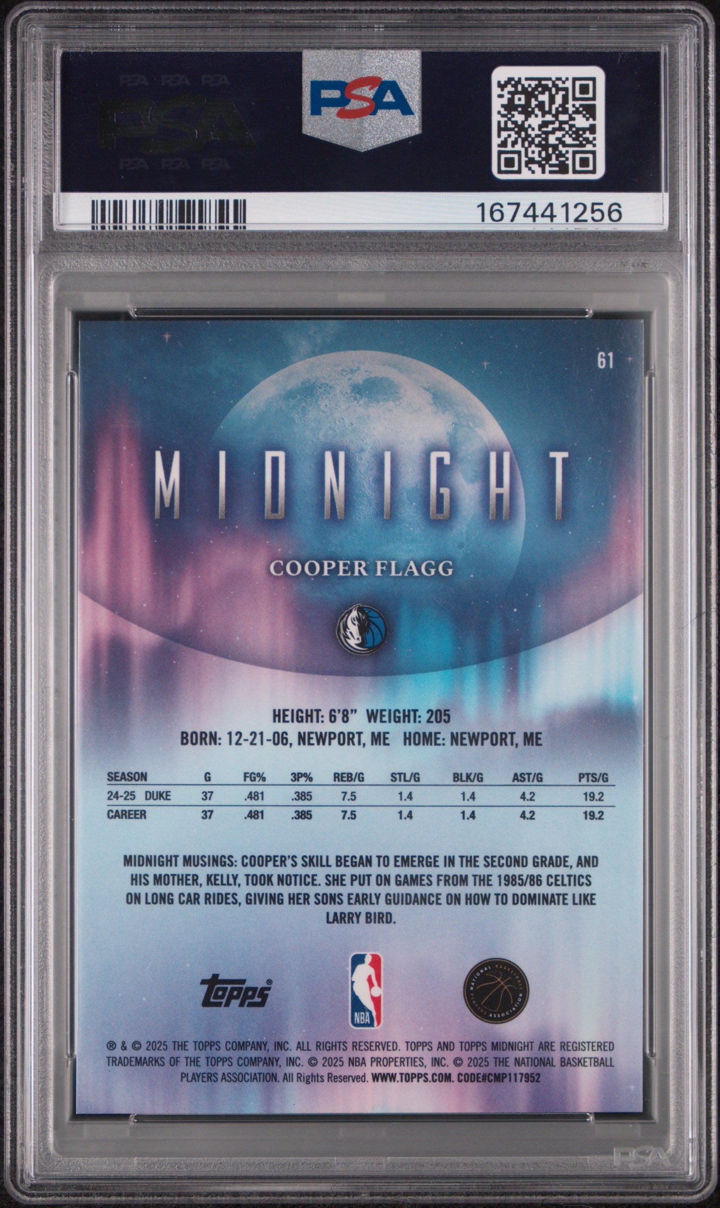 2025 Topps Midnight Cooper Flagg #61 PSA 10