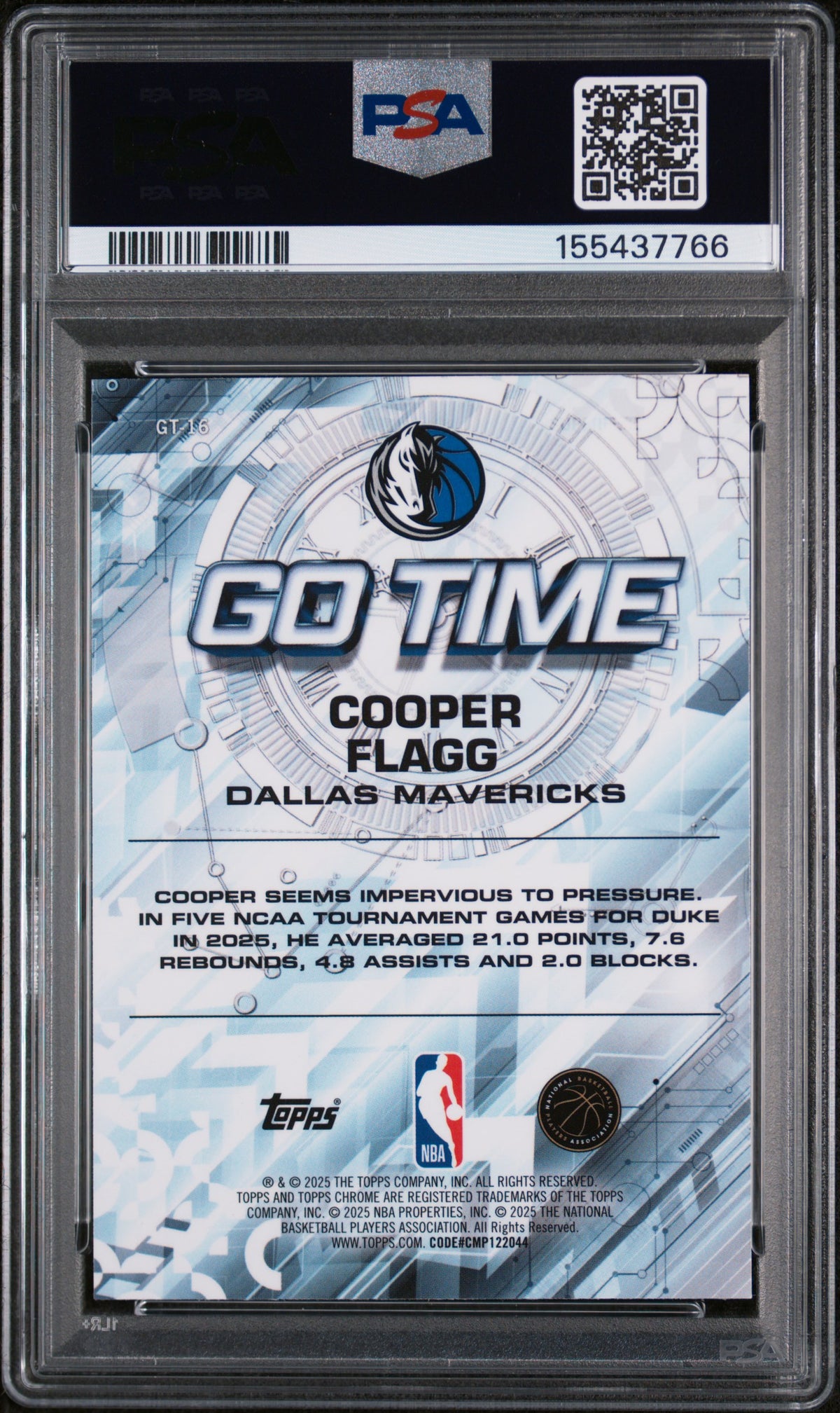 2025 Topps Chrome Go Time Cooper Flagg Raywave #GT-16 PSA 10