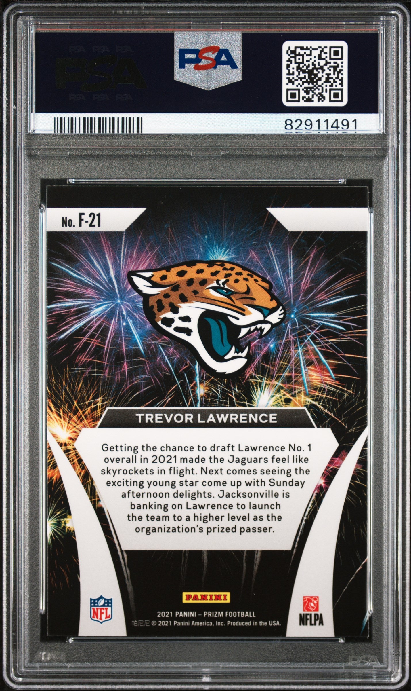 2021 Prizm Fireworks Trevor Lawrence Rookie #F21 PSA 10 Jacksonville Jaguars