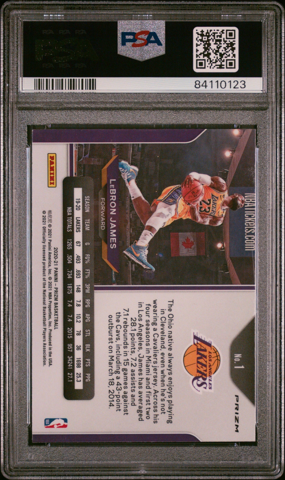 2020 Panini Prizm LeBron James Red White Blue #1 PSA 9 Los Angeles Lakers
