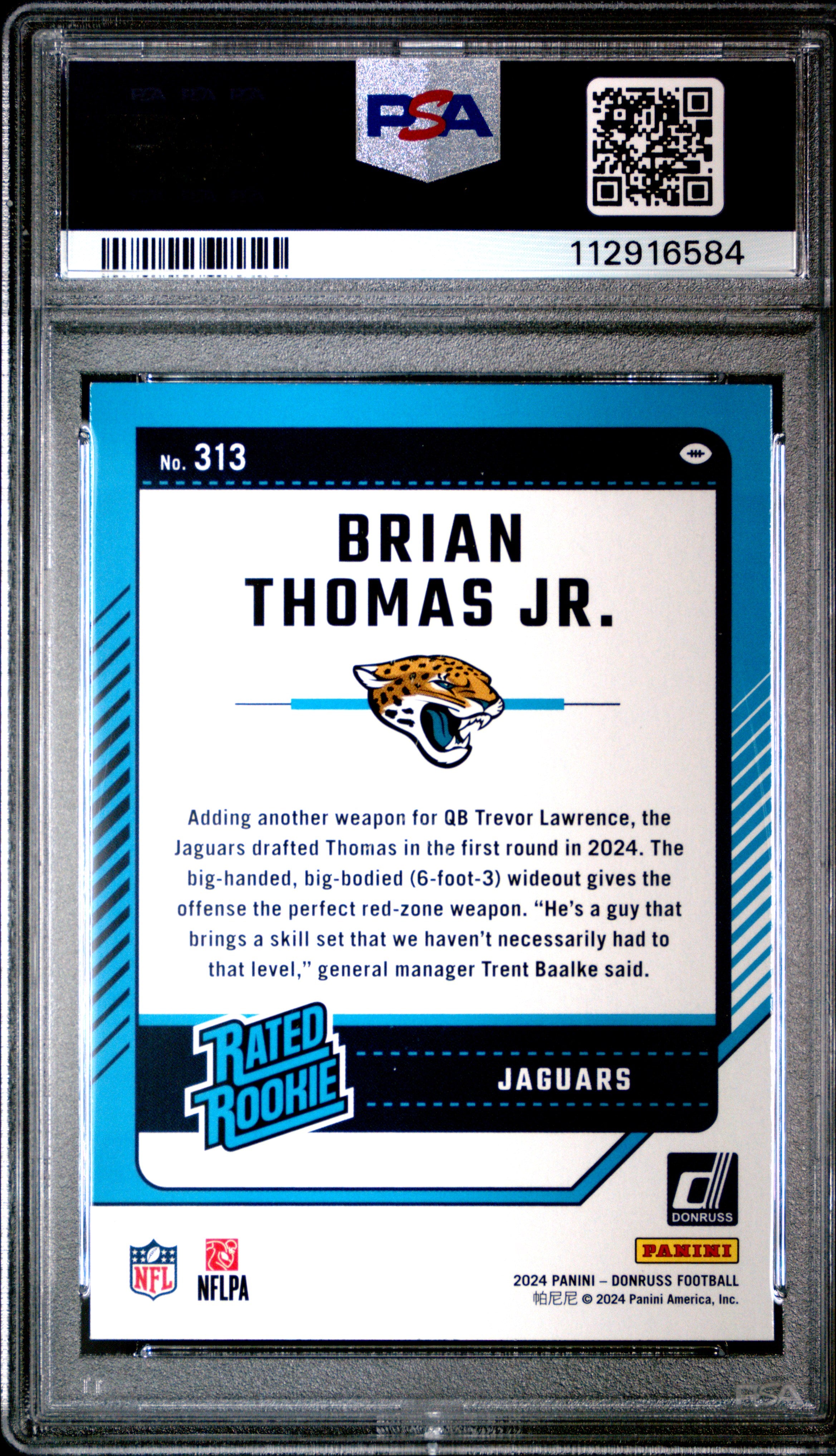 2024 Panini Donruss Brian Thomas Jr. Rookie #313 PSA 9 Jacksonville Jaguars