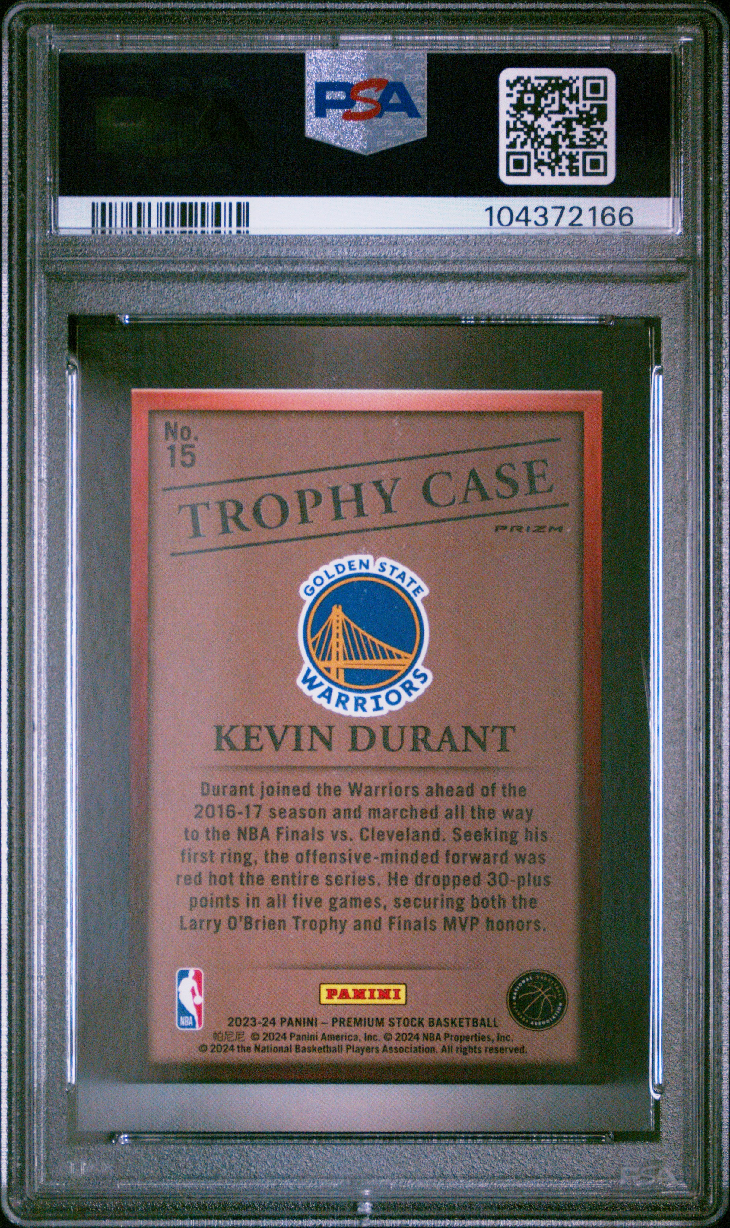 2023 Panini Hoops Premium Stock Trophy Case Kevin Durant #15 PSA 9