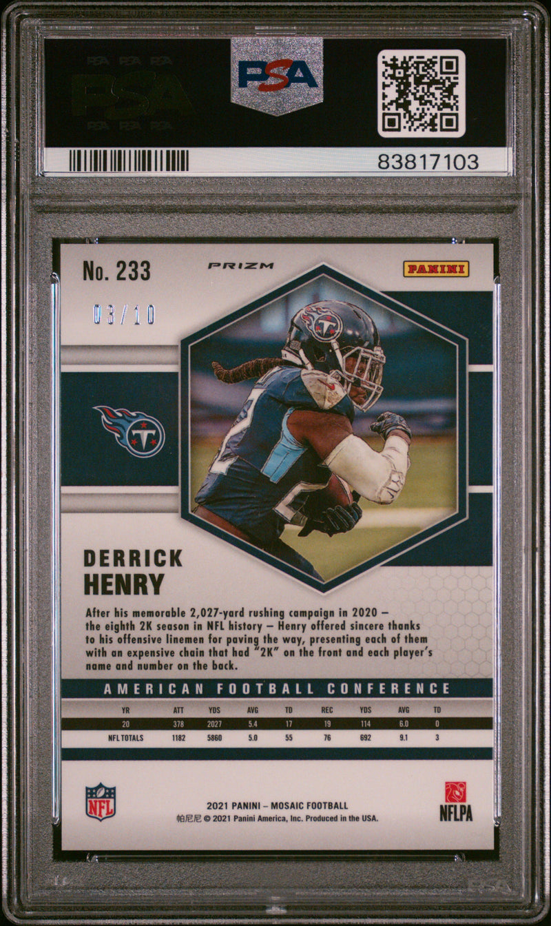 2021 Panini Mosaic Derrick Henry Gold #233 PSA 10 Serial # to 10