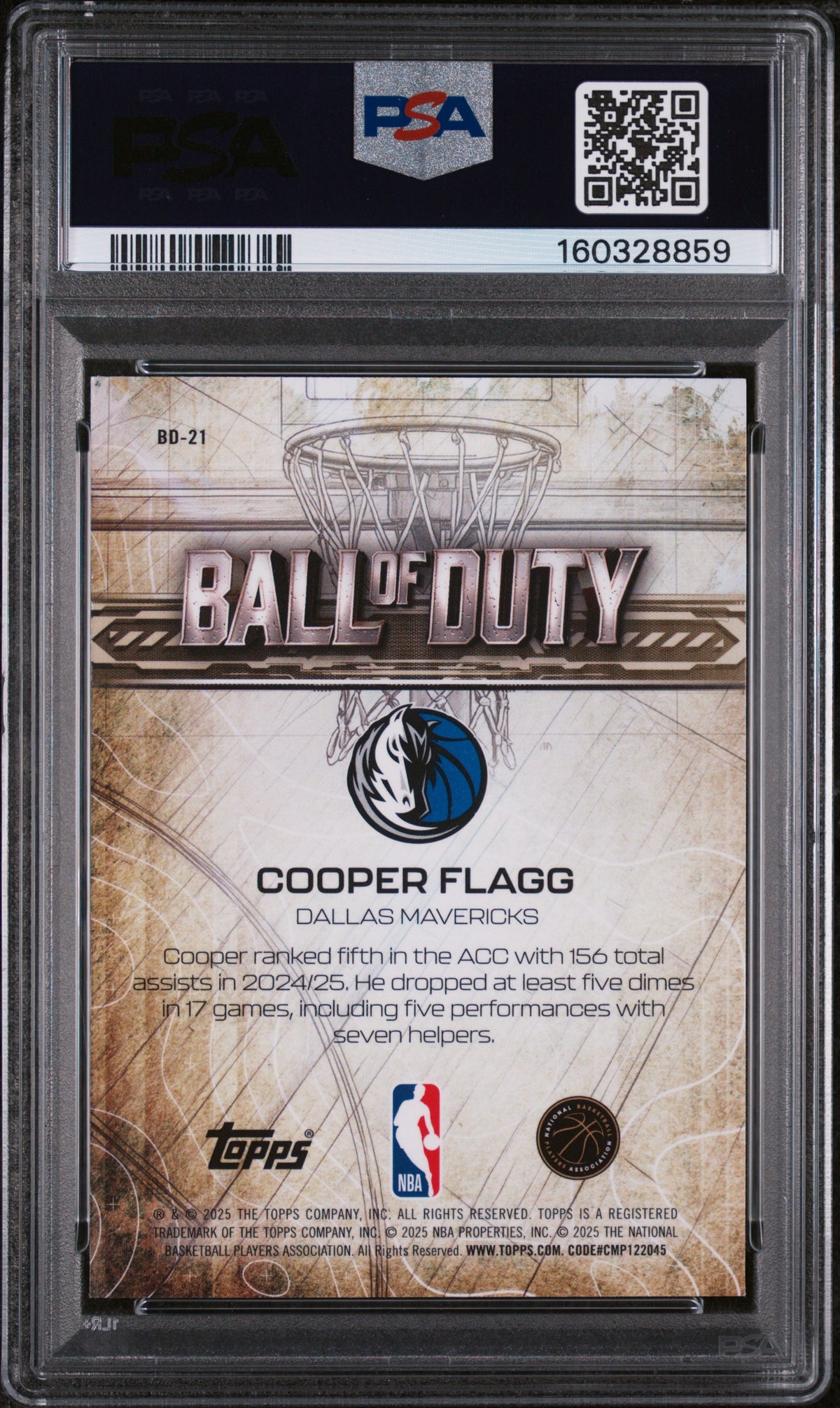 2025 Topps Chrome Ball Of Duty Cooper Flagg Rookie #BD-21 PSA 10 GEM MINT