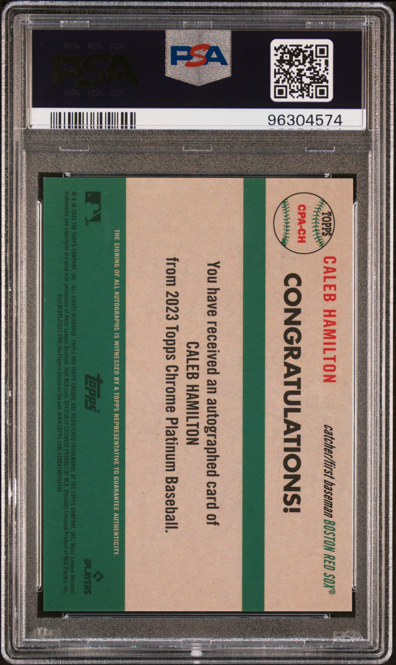2023 Topps Chrome Platinum Auto Caleb Hamilton Aqua Refractor 004/150 PSA 10