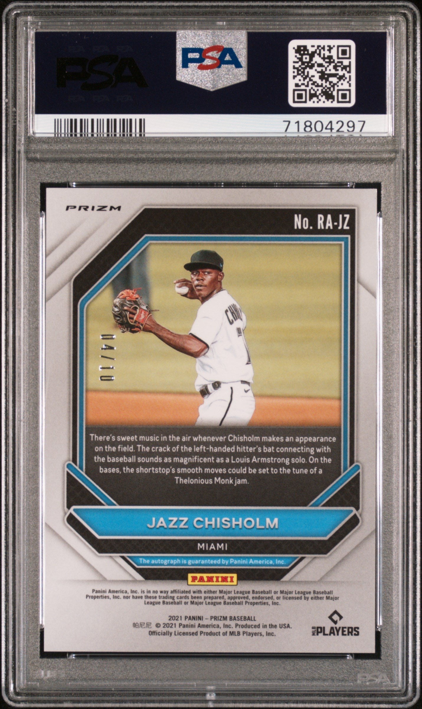 2021 Prizm Rookie Autographs Jazz Chisholm Gold 04/10 PSA 9 New York Yankees