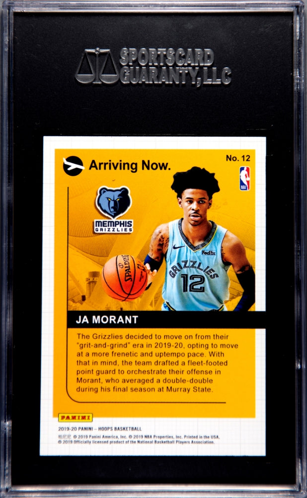 2019 Panini Hoops Ja Morant Arriving Now Rookie #12 SGC 10 Memphis Grizzlies