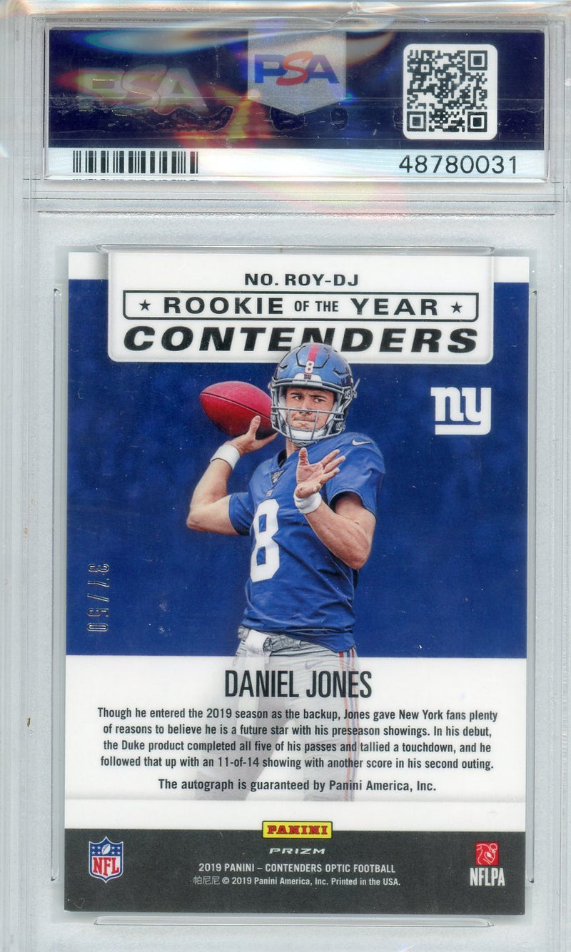 2019Contenders Optic Rookie Of The Year Autographs Daniel Jones Orange PSA 9