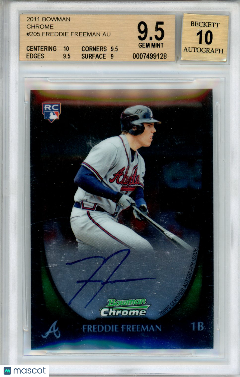 2011 Bowman Chrome Rookie Autographs Freddie Freeman #205 BGS 9.5