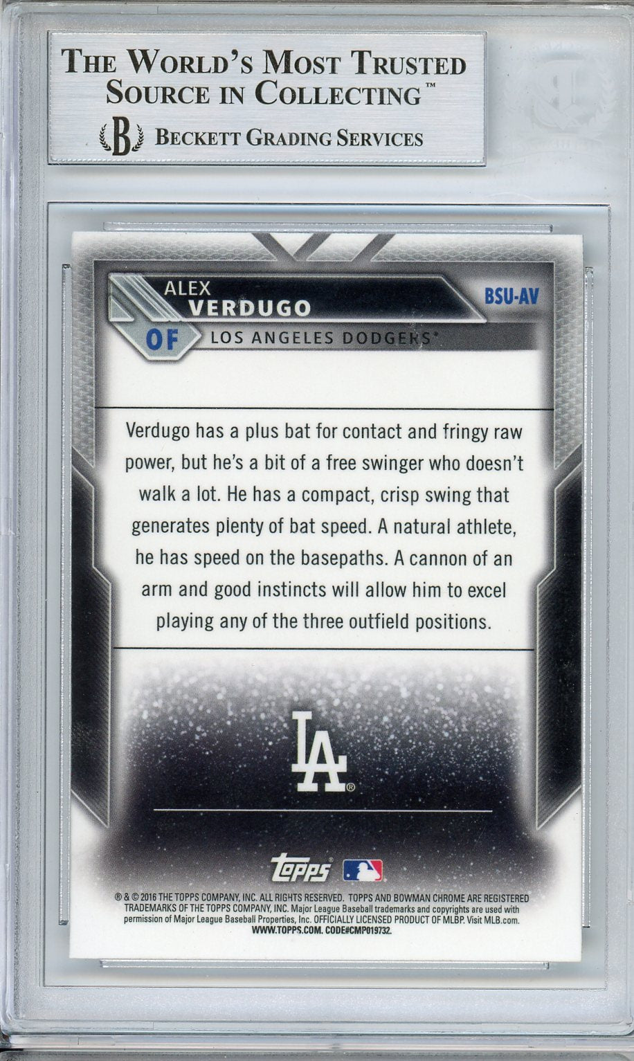 2016 Bowman Chrome Bowman Scouts Updates Alex Verdugo Auto BGS Authentic