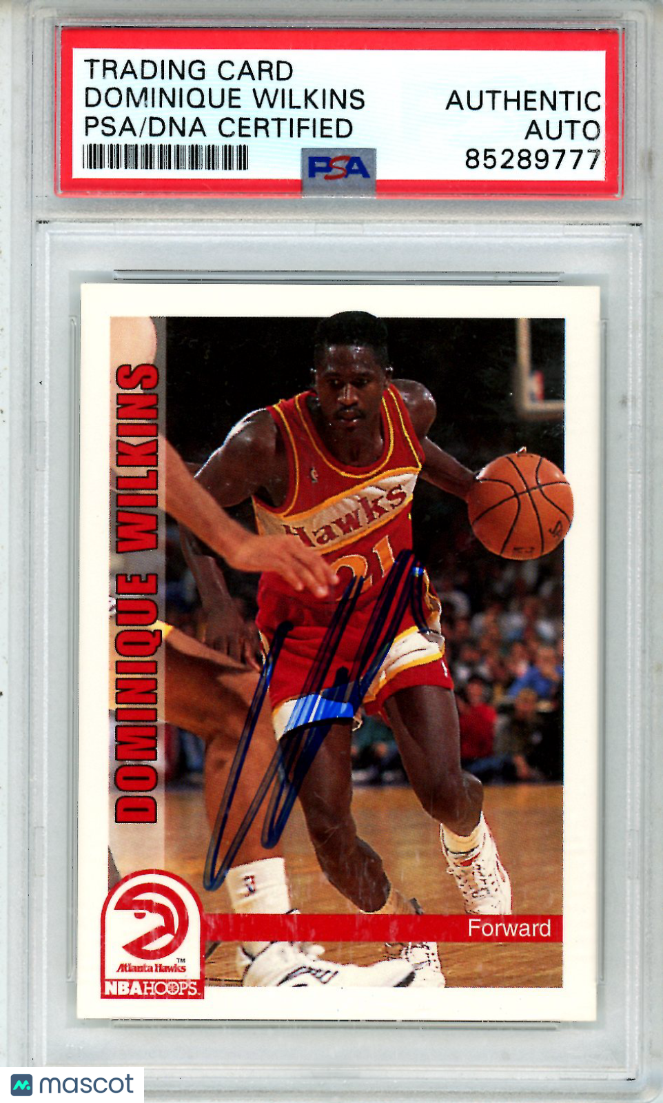 1992-93 NBA Hoops Dominique Wilkins Auto #8 PSA DNA Authentic Signature Atlanta