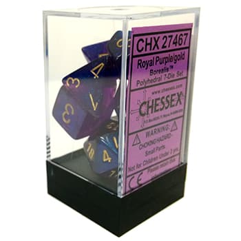 Borealis Polyhedral Royal Purple/gold 7-Die Set 27467 - Dice Sets & Games