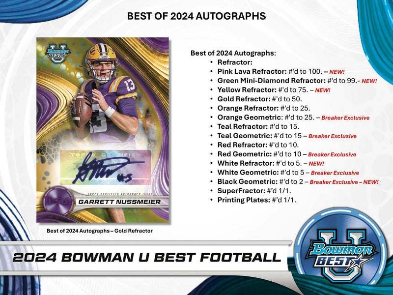 2024 Bowman University Best Football Hobby Box (4 Autos) Jan 6th