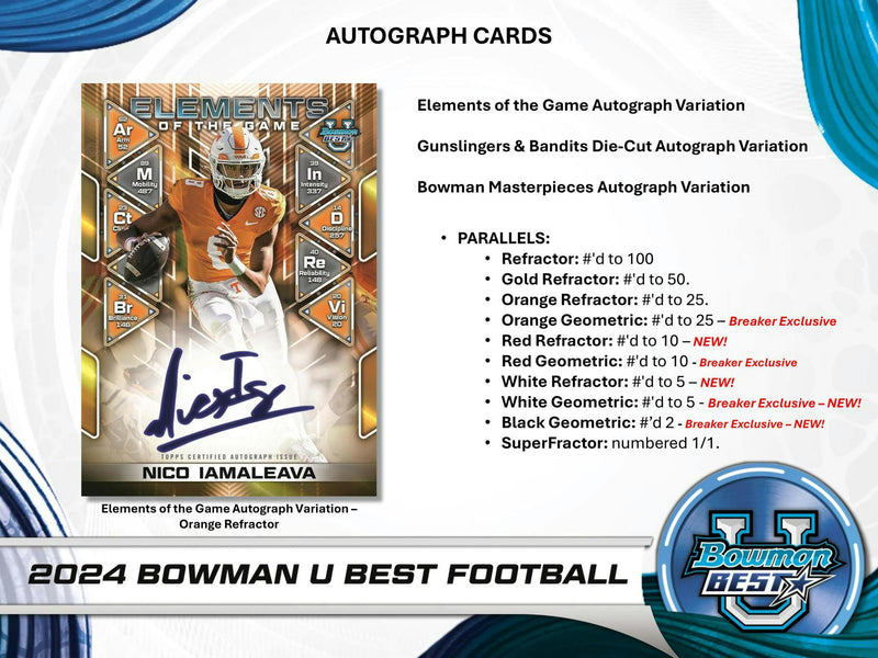 2024 Bowman University Best Football Hobby Box (4 Autos) Jan 6th