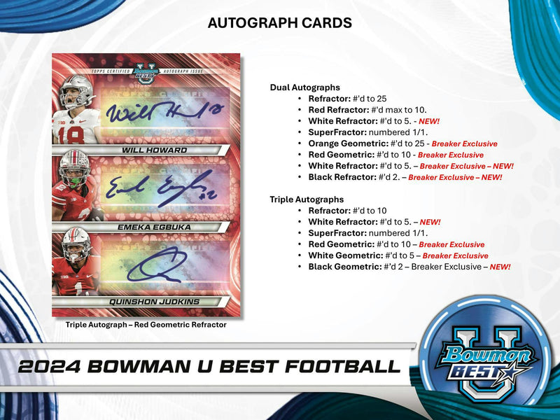 2024 Bowman University Best Football Hobby Box (4 Autos) Jan 6th