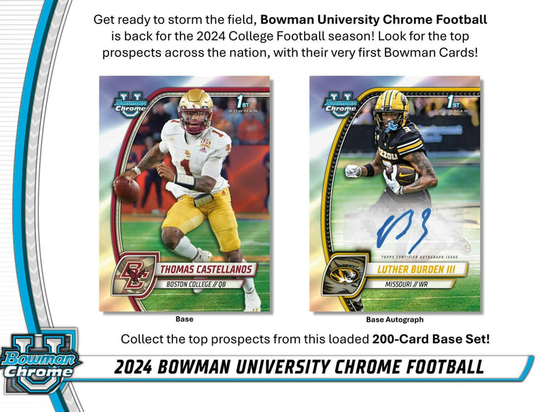 SEALED CASE of 12 Boxes 2024 Bowman University Chrome Football Hobby Box (2 Autos) Nov 27th