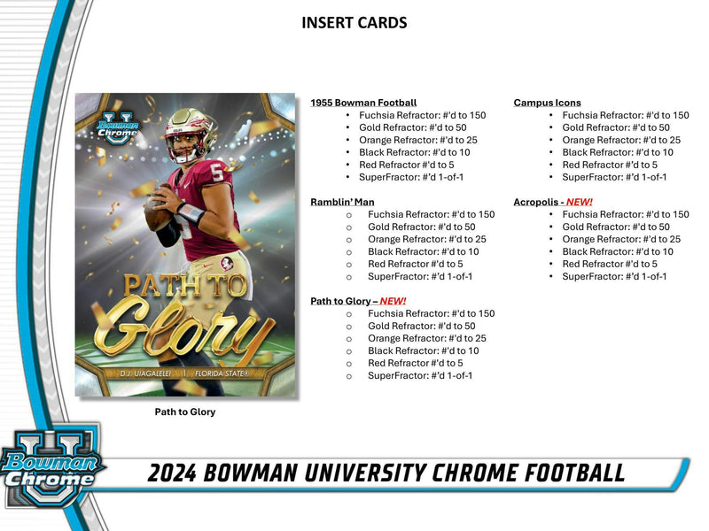 SEALED CASE of 12 Boxes 2024 Bowman University Chrome Football Hobby Box (2 Autos) Nov 27th