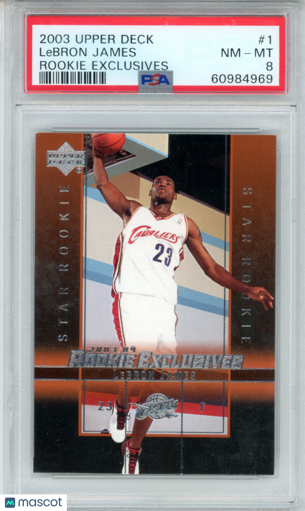 2003 Upper Deck Rookie Exclusives LeBron James #1 PSA 8 Basketball