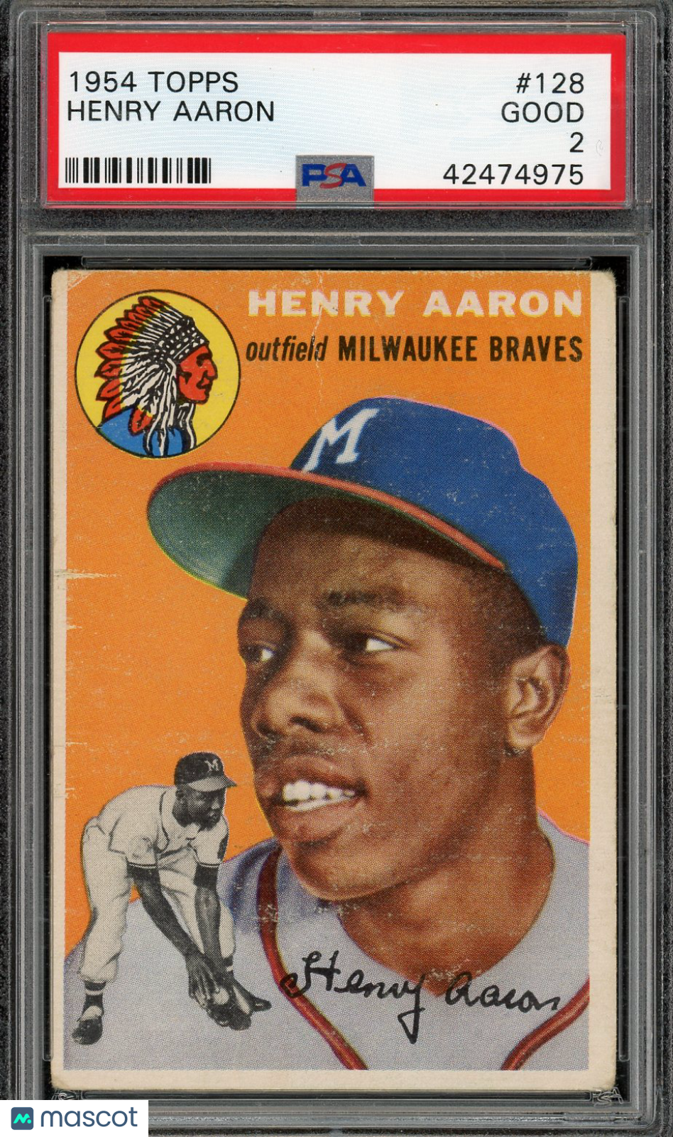 1954 Topps Henry Aaron Rookie #128 PSA 2 Milwaukee Braves
