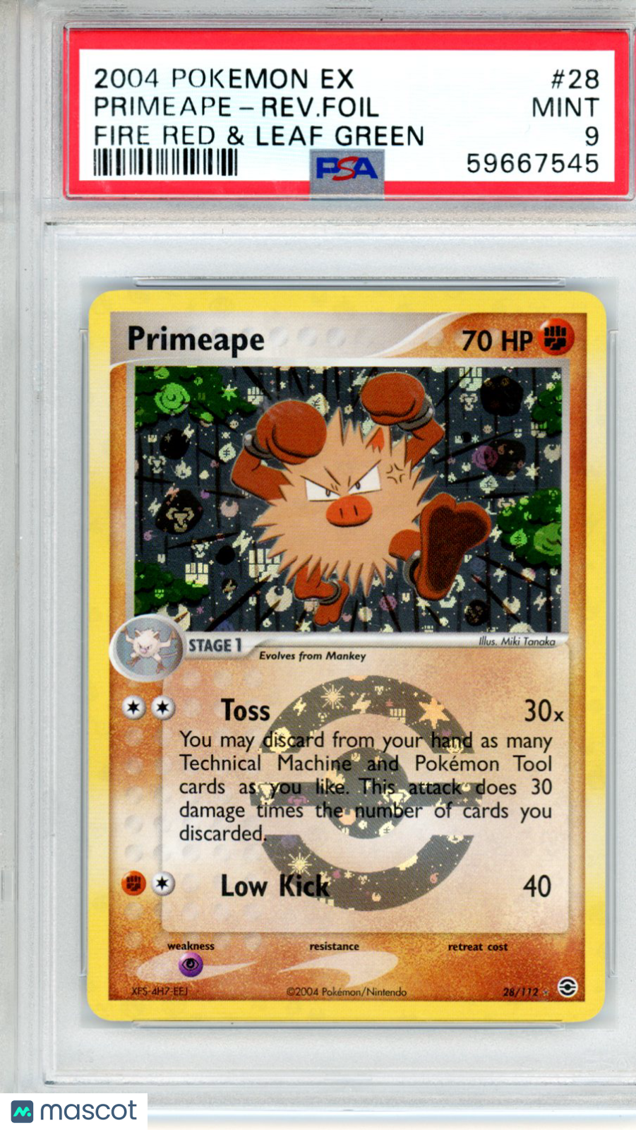 2004 Pokemon EX Fire Red & Leaf Green Primeape-Rev. Foil #28 PSA 9 MINT