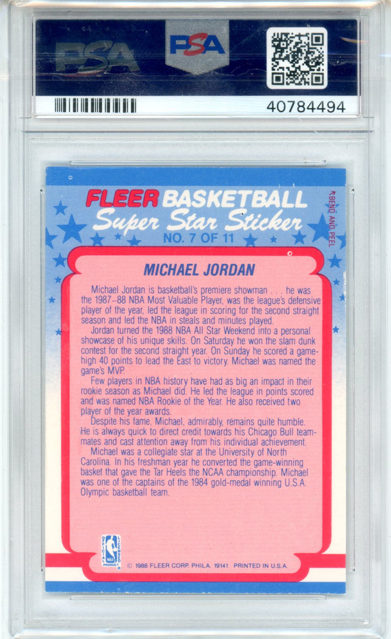 1988 Fleer Sticker Michael Jordan