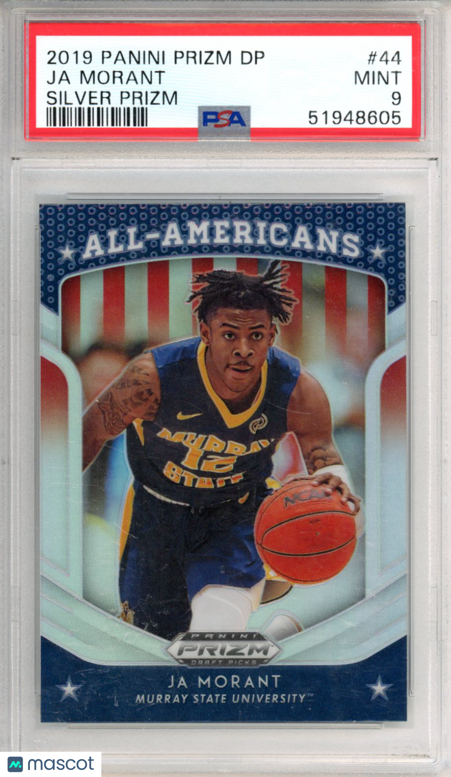 2019 Prizm Draft Picks Ja Morant Silver Rookie #44 PSA 9 Memphis Grizzlies
