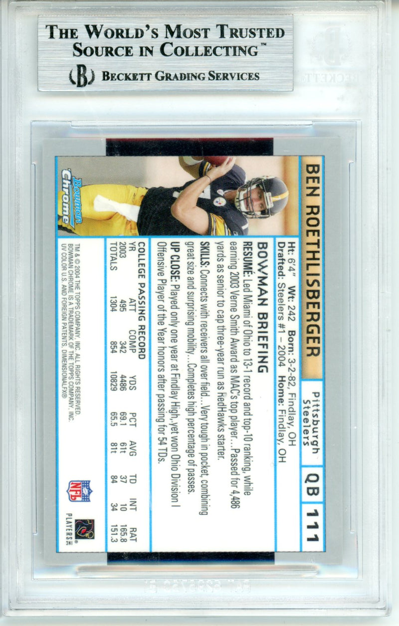 Bowman Chrome Super Bowl XXXIX Unsigned Ben Roethlisberger BGS 9.5 GEM MINT RC