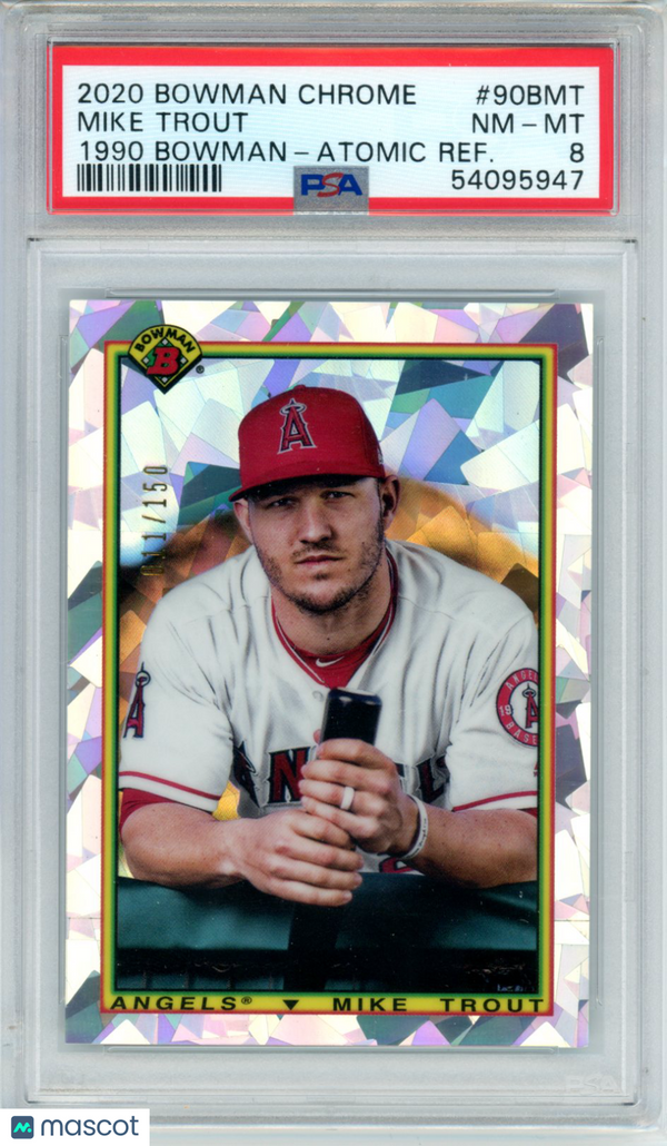 2020 Bowman Chrome 1990 Bowman Mike Trout #90BMT PSA 8 Baseball