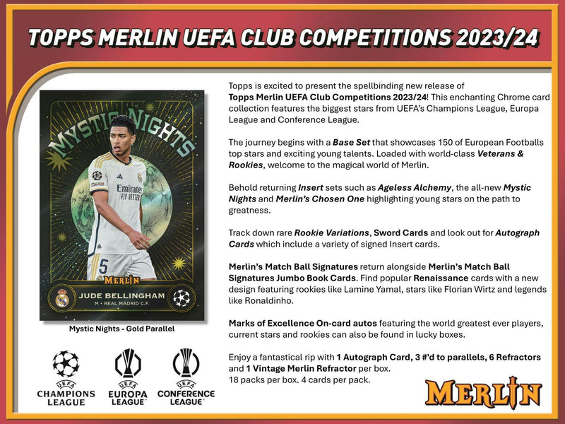 2023/24 Topps Chrome Merlin UEFA Club Competitions Soccer Blaster Value Box (Aqua Prism) Yamal Rookie Card? Sep 20th