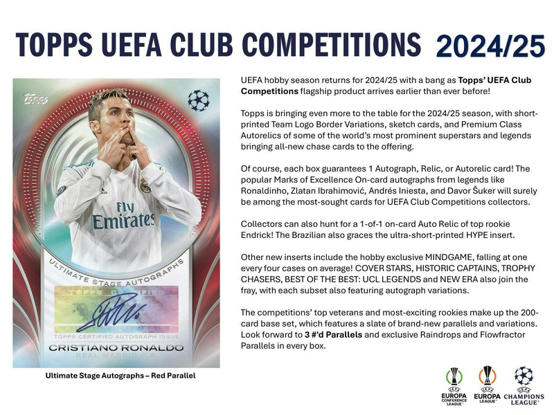 2024/25 Topps UEFA Club Competitions Soccer Hobby Box Flagship Edition (1 Auto)