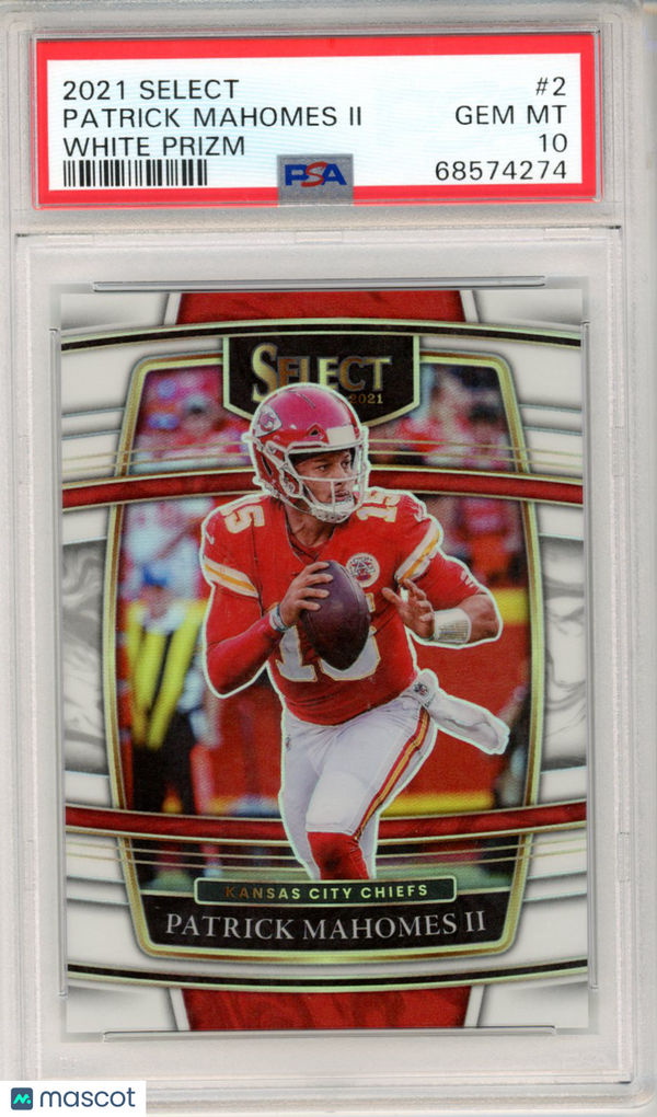 2021 Panini Select Patrick Mahomes II White Prizm /35 Concourse #2 PSA 10