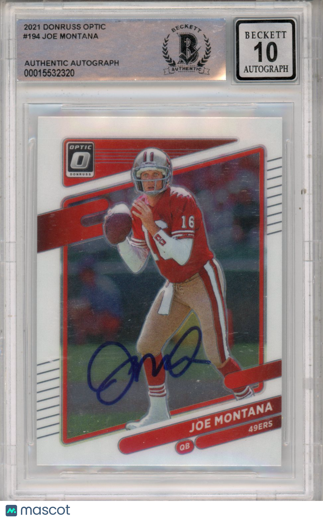 2021 Donruss Optic Joe Montana #194 BAS Beckect Authentic Auto Signature