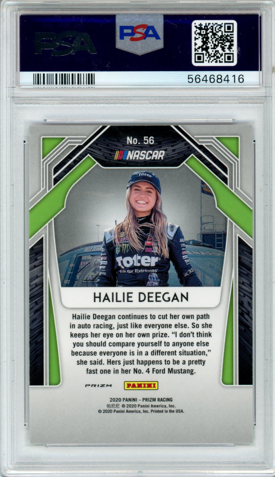 2020 Panini Prizm Racing Hailie Deegan Red #56 PSA 9