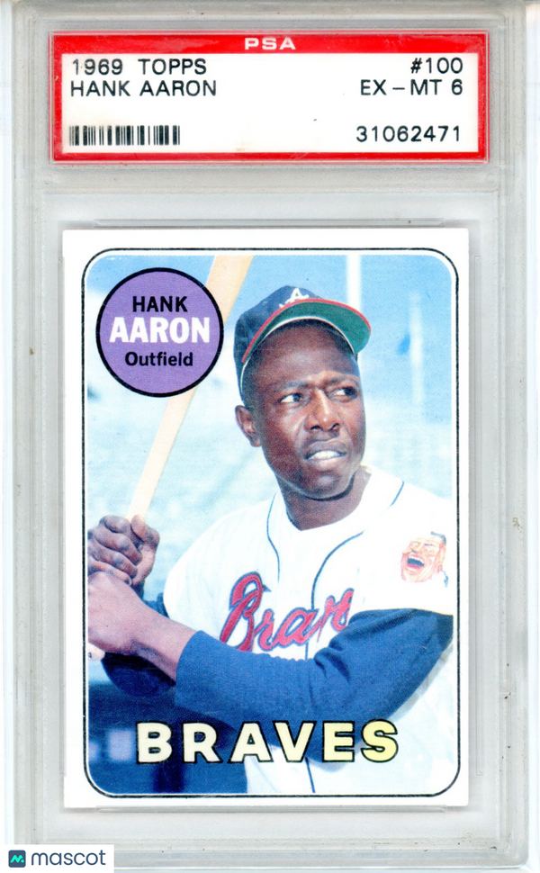 1969 Topps Hank Aaron #100 PSA 6 Baseball