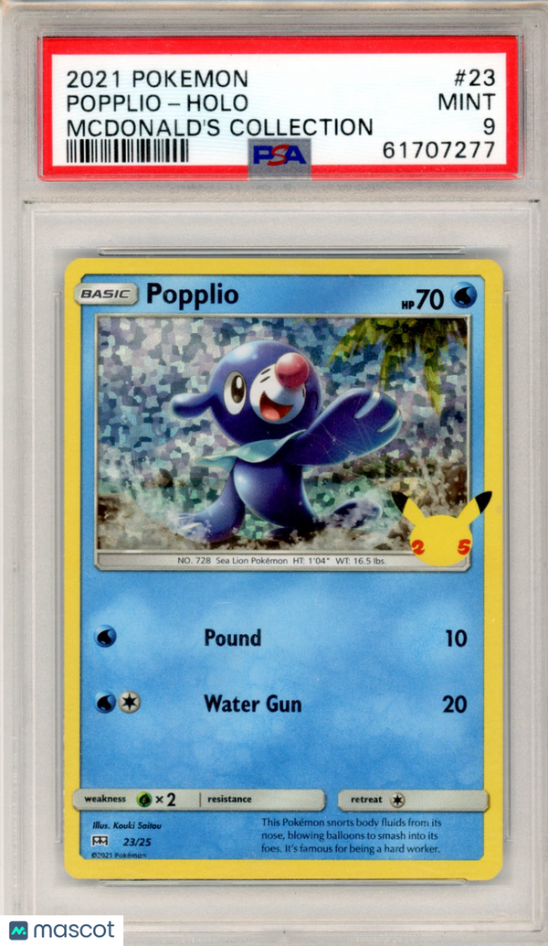 Popplio 2021 Pokemon Mcdonald's Collection Holo #23 PSA 9