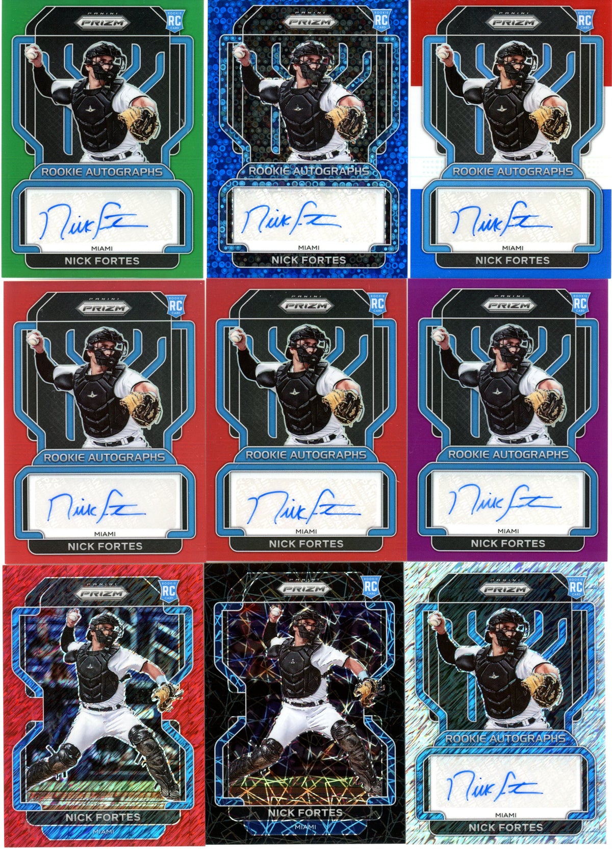 2022 Prizm Baseball Nick Fortes Rainbow Auto Black 1/1 Gold /10 26 Cards