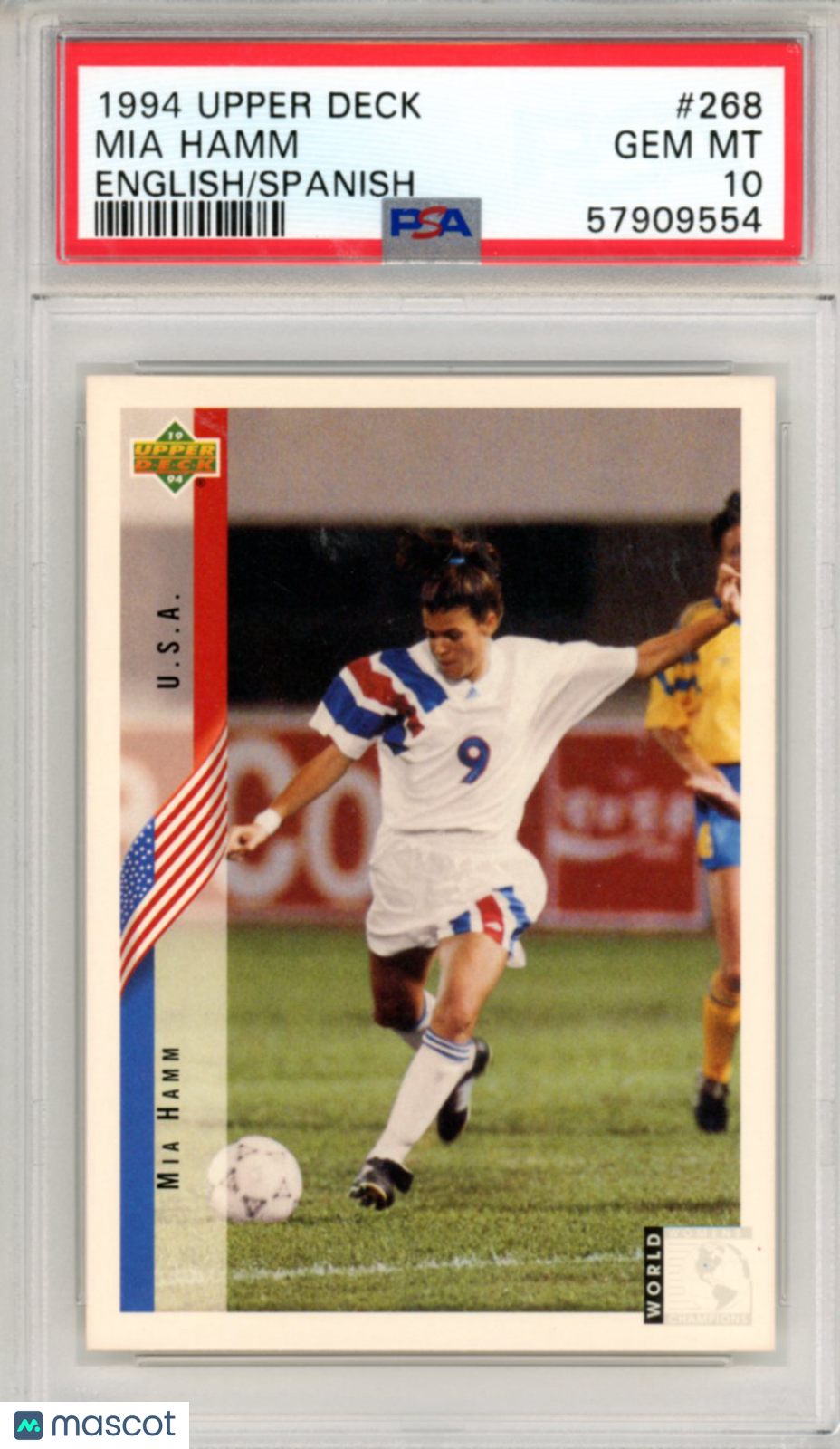 1994 Upper Deck World Cup Soccer Mia Hamm English Spanish #268 PSA 10