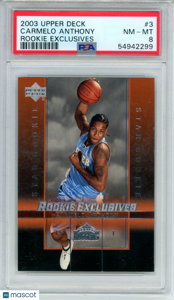 2003 Upper Deck Rookie Exclusives Carmelo Anthony #3 PSA 8 Basketball