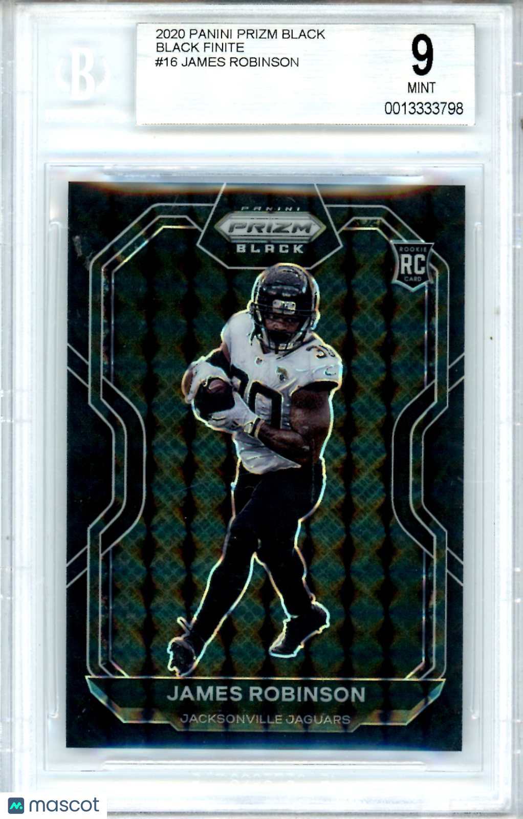 2020 Panini Prizm Black Black Finite 1/1 James Robinson BGS 9 #16