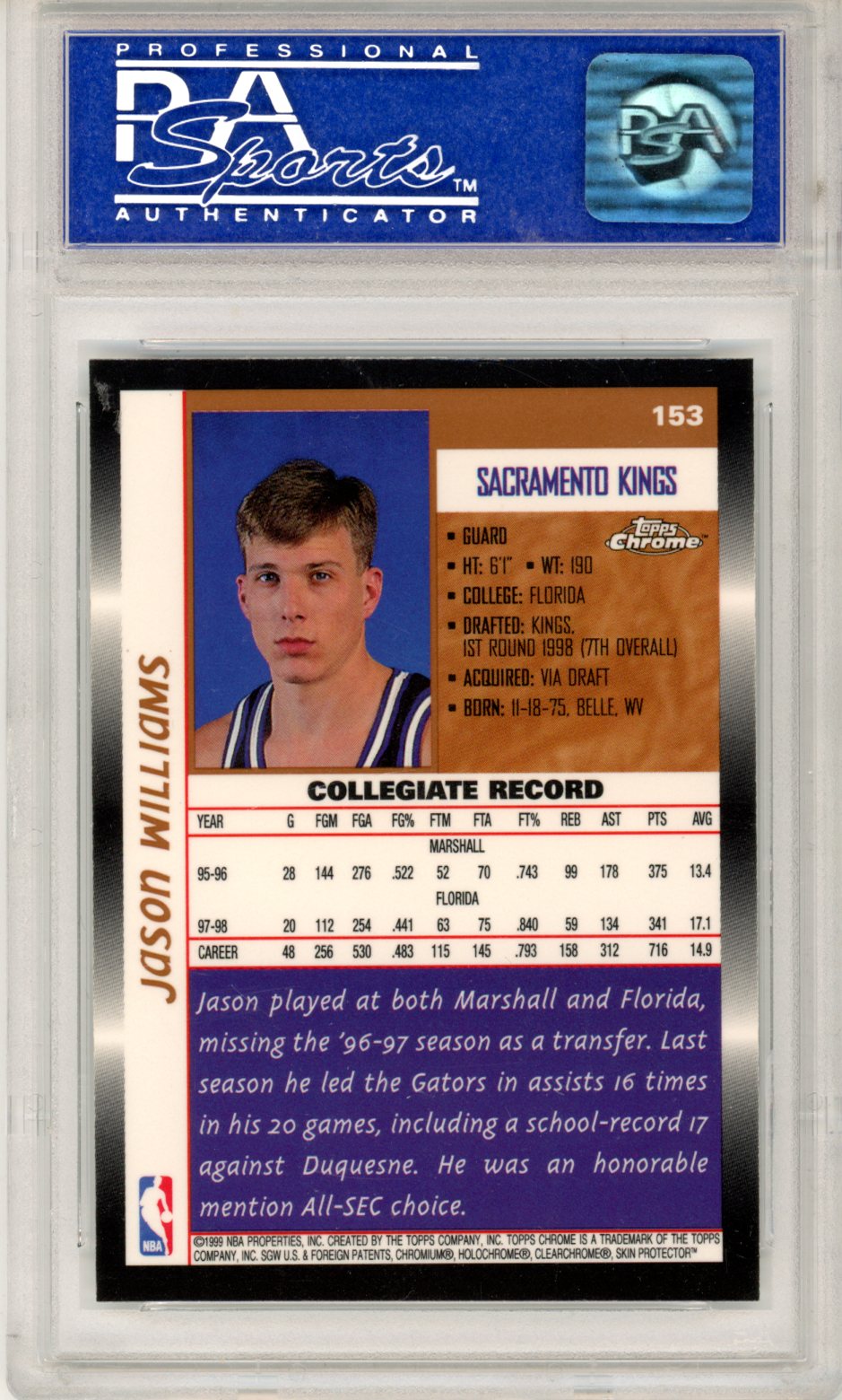 1998 Topps Chrome Jason Williams #153 PSA 9