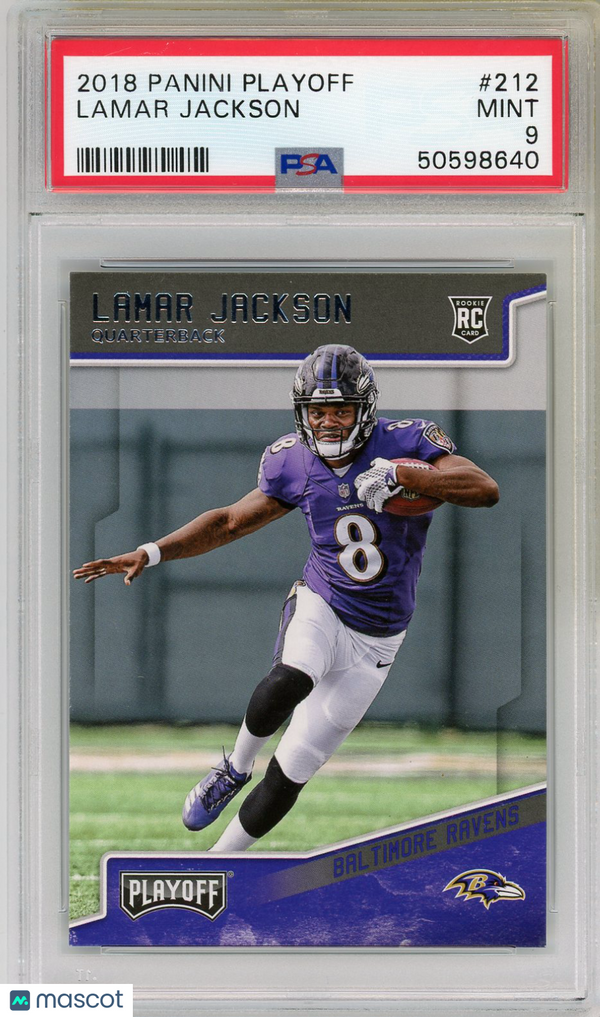 2018 Panini Playoff Lamar Jackson #212 PSA 9