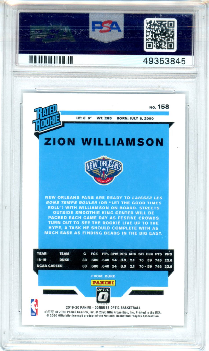 2019 Panini Donruss Optic Zion Williamson